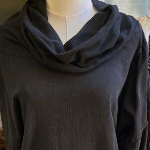 Black Cotton Gauze Hooded Shirt